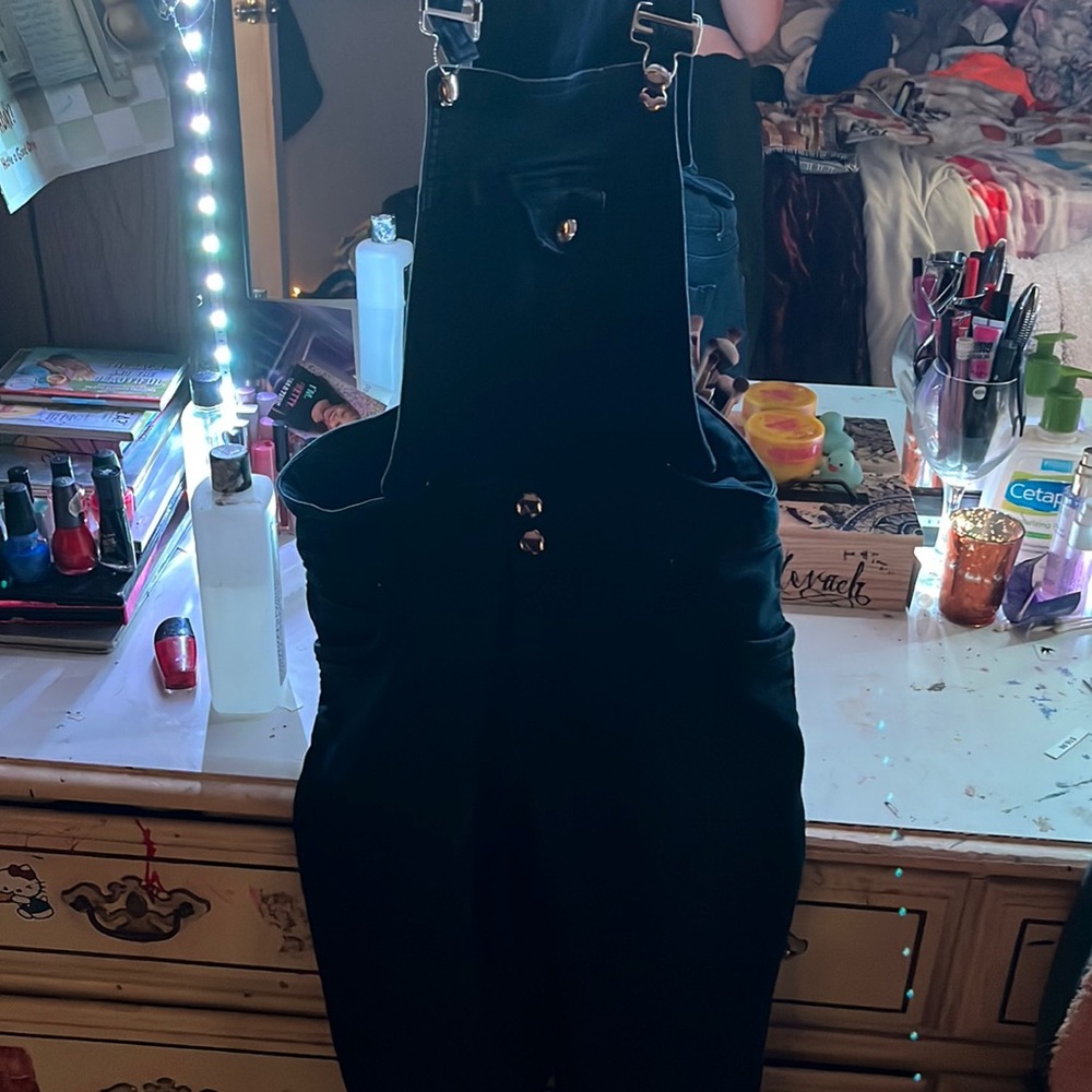 overalls black denim adjustable straps 34 35 cm